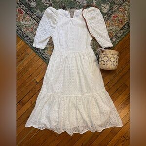 Elegant White Eyelet Dress